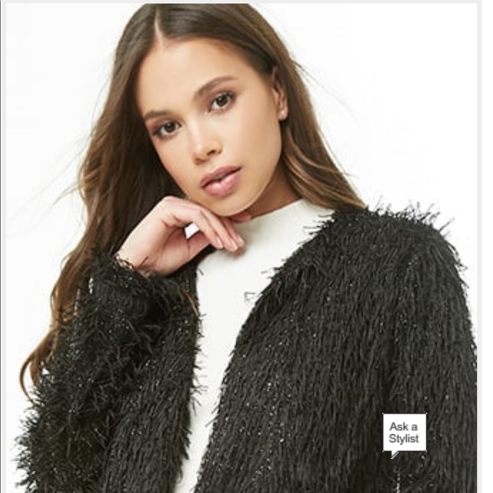 Black shimmery fringe jacket F21